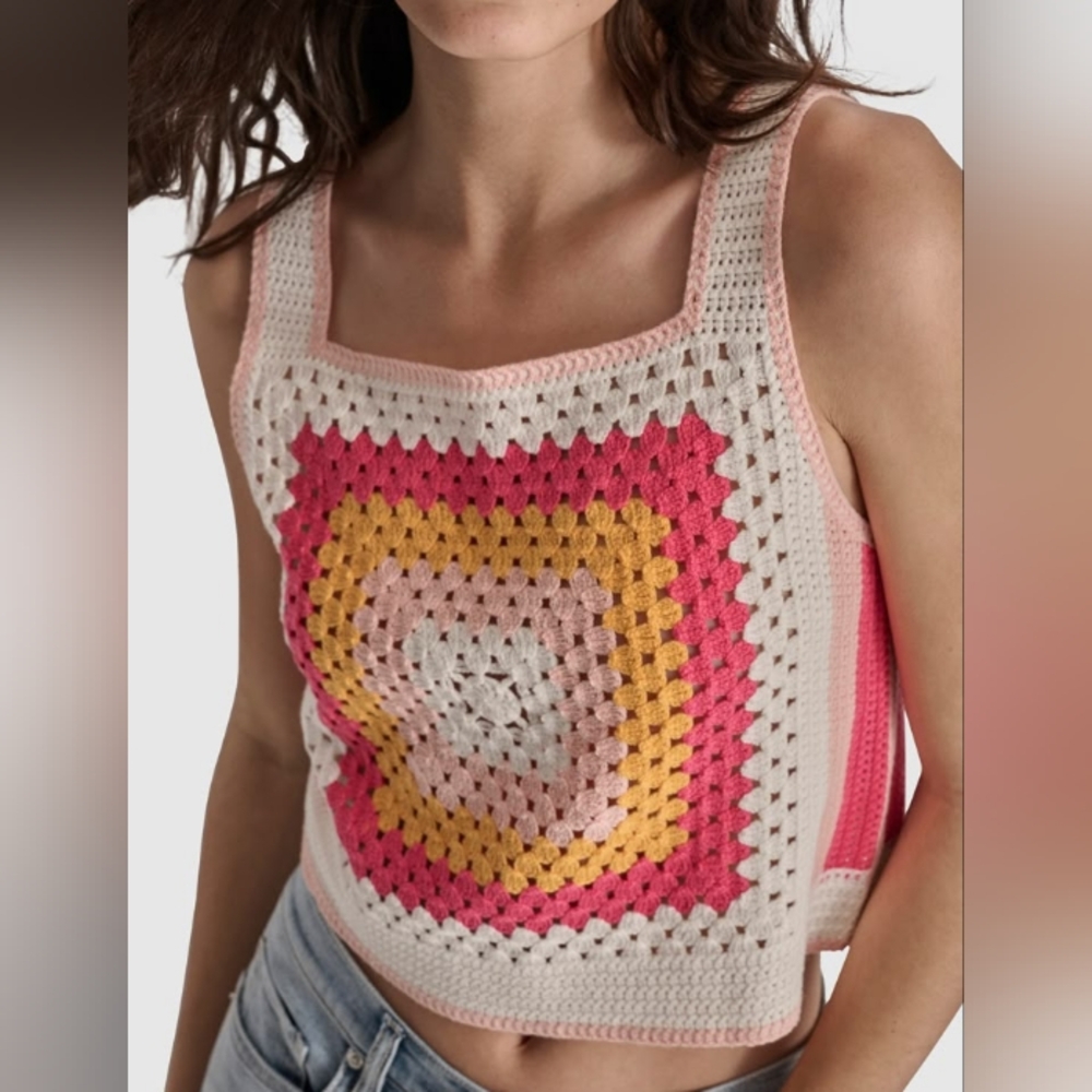 DKNY Faux Crochet Tank in Peach Melba **Sz XL